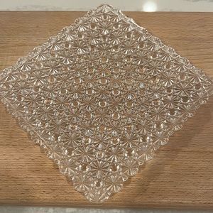 Daisy and Button Amber Square Salad Plate Wright Glass 9x9